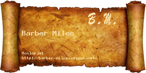 Barber Milos névjegykártya